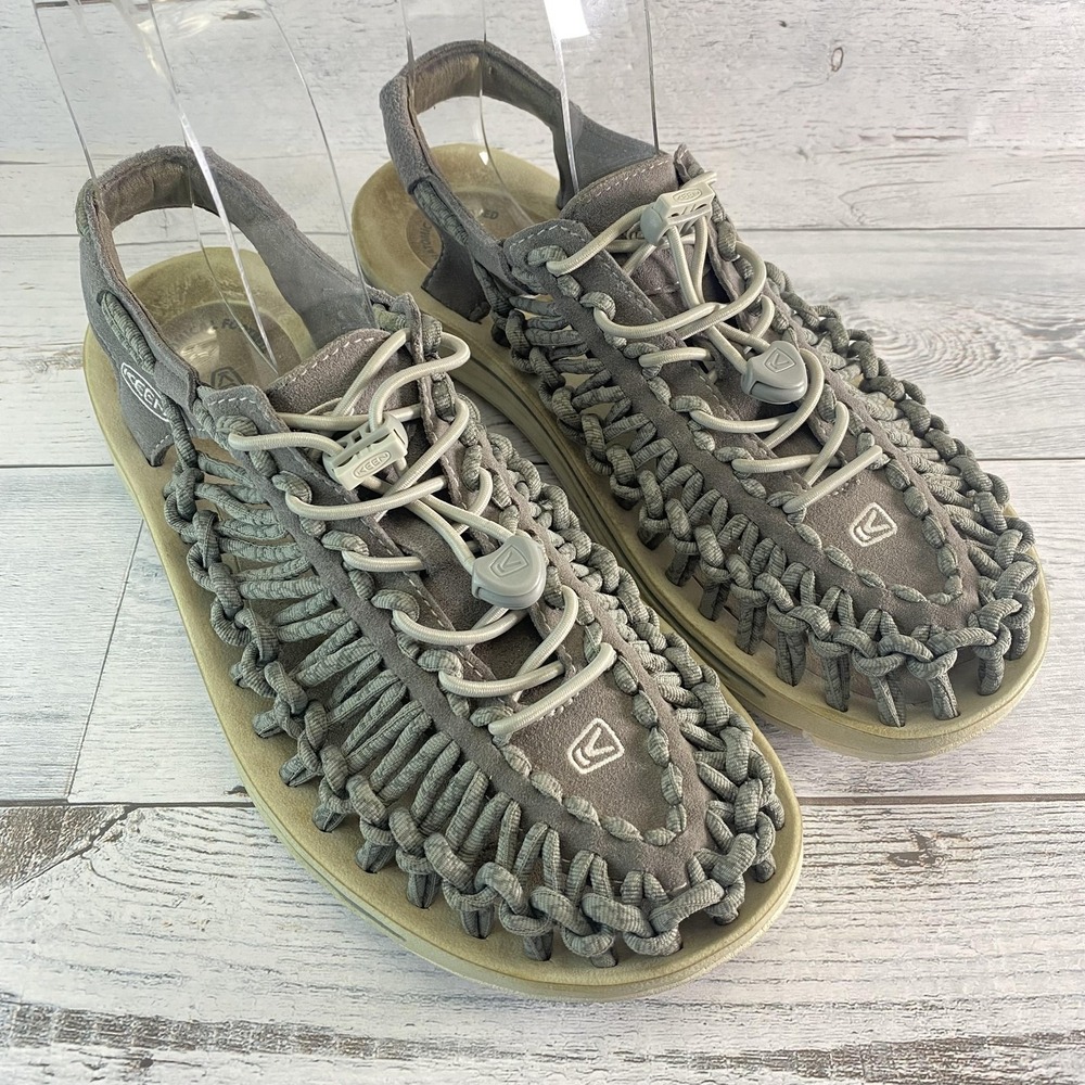 KEEN Sandals Womens 8 Gray UNEEK Woven Bungee Cord Hiking Strappy Outdoor‎ Water